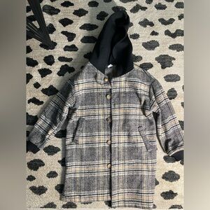 Plaid Boys over coat with hood - size 7